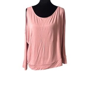 Gibsonlook Cold Shoulder Top Rosewood Pink Long Sleeve Rayon Spandex Medium NWT